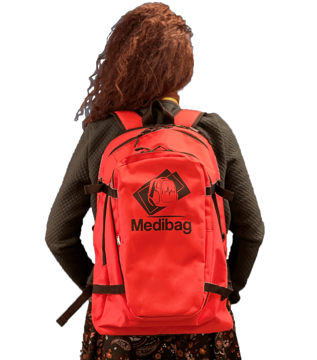 Infirmière portant le Medibag, sac à dos connecté de téléconsultation